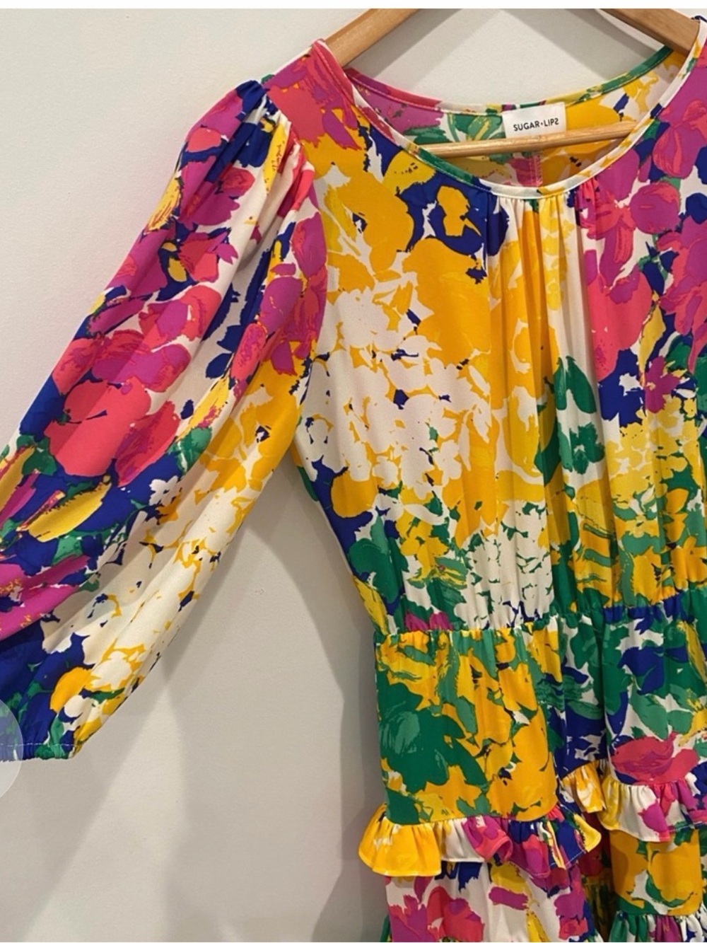 Sugarlips Multi-Color Floral Ruffle Mini Dress Size Small - Picture 2 of 5